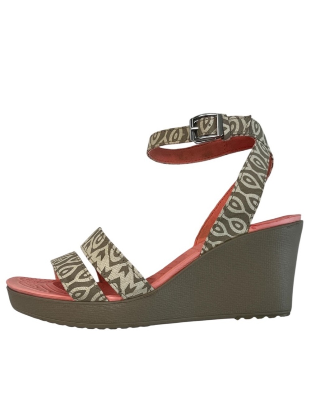 CROCS Leigh Platform Wedge Sandals Wom 9 Stucco/Tumbleweed